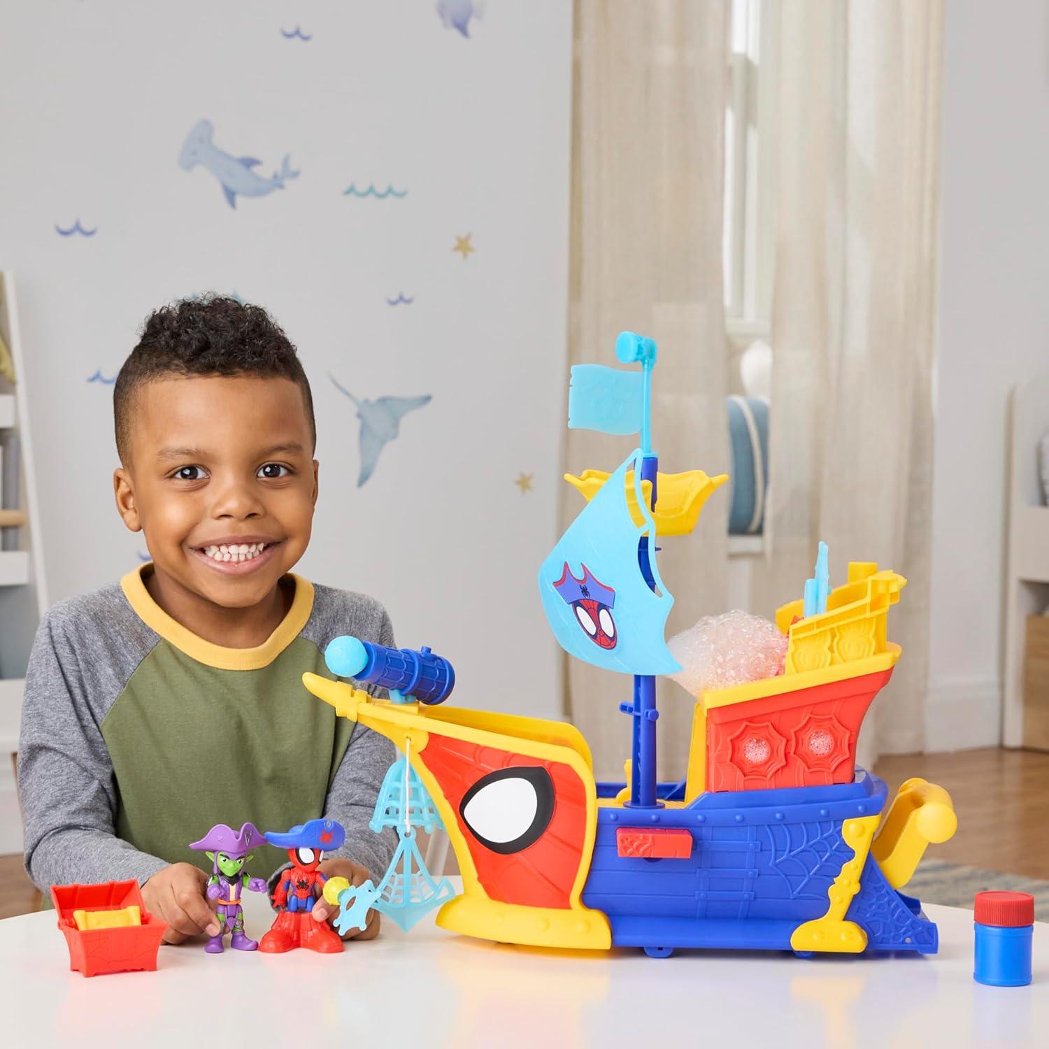 Barco Pirata Burbuja Spidey y Amigos con 2 Figuras 7.6 cm