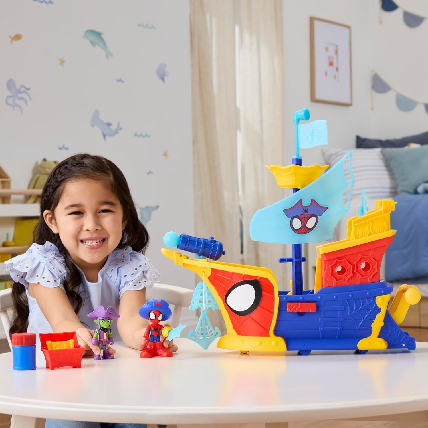 Barco Pirata Burbuja Spidey y Amigos con 2 Figuras 7.6 cm
