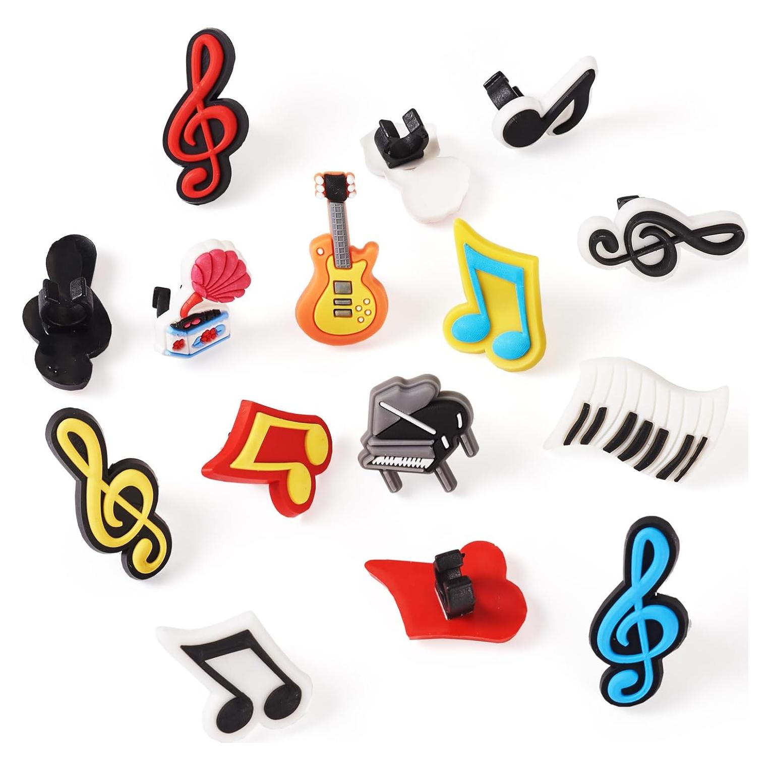 24 Tapas de Lápiz Musicales Magibeads - PVC, 12 Estilos