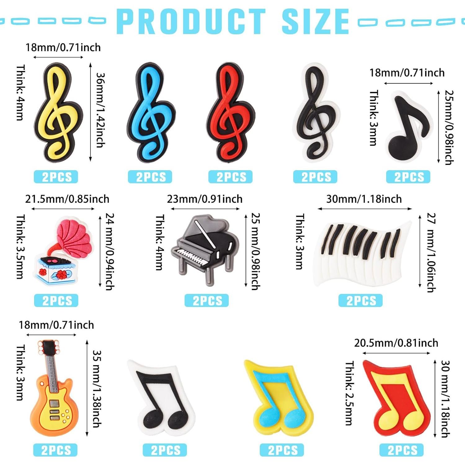 24 Tapas de Lápiz Musicales Magibeads - PVC, 12 Estilos