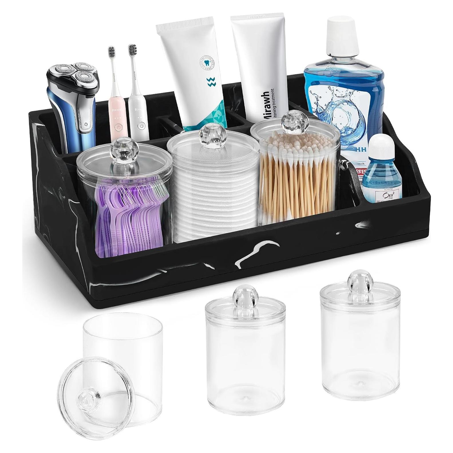 Organizador de Encimera de Baño MSBRCH Negro con 3 Dispensadores