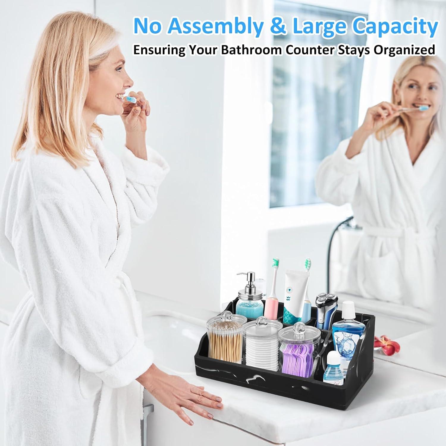 Organizador de Encimera de Baño MSBRCH Negro con 3 Dispensadores