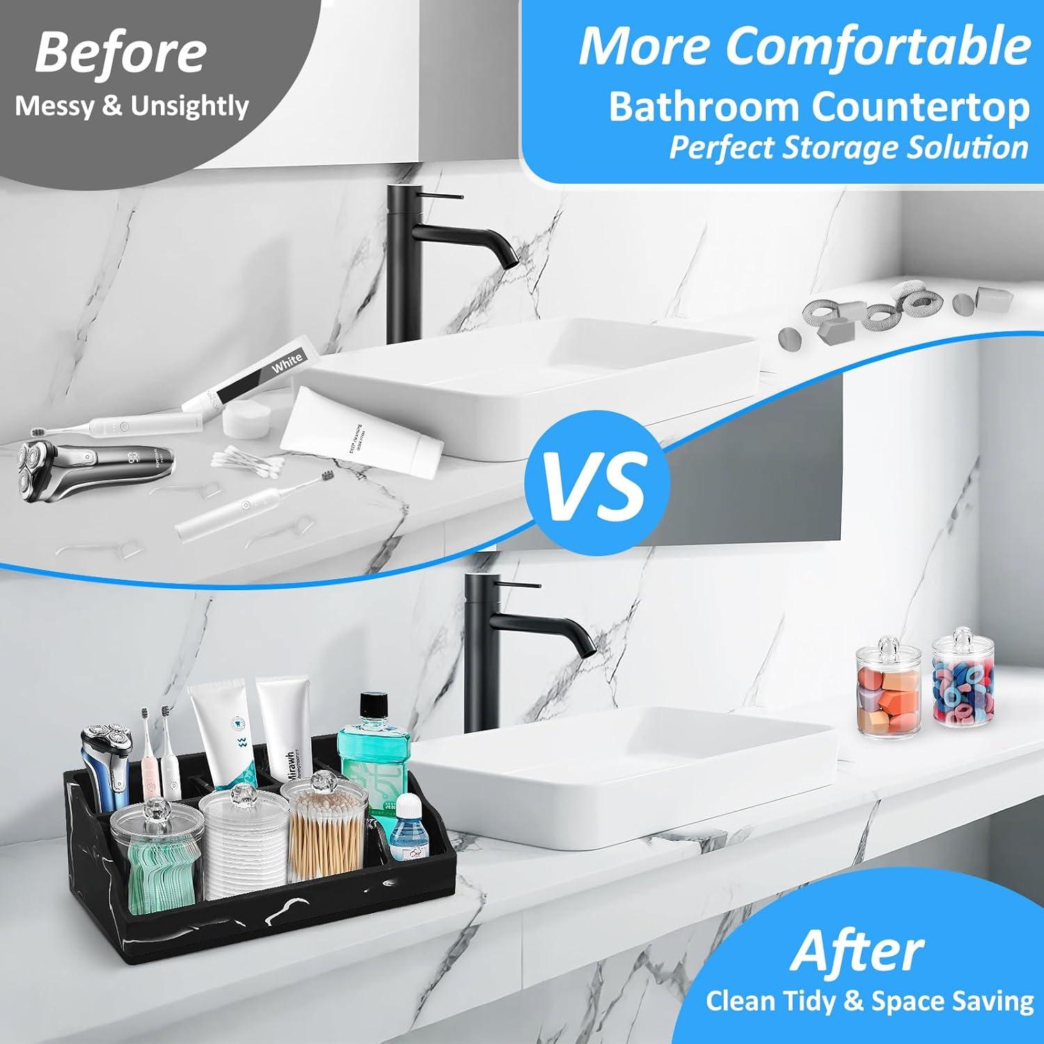 Organizador de Encimera de Baño MSBRCH Negro con 3 Dispensadores