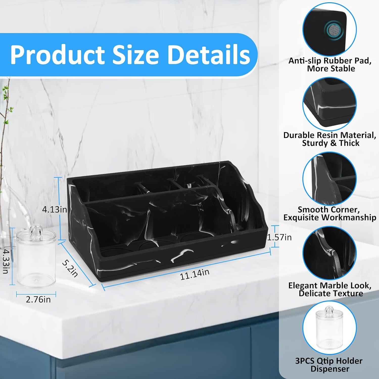 Organizador de Encimera de Baño MSBRCH Negro con 3 Dispensadores