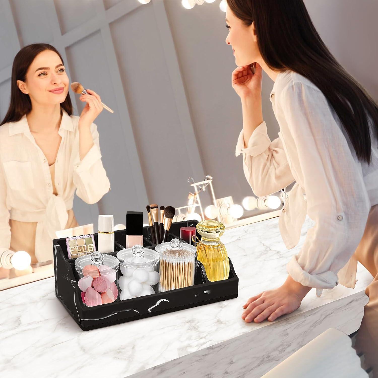 Organizador de Encimera de Baño MSBRCH Negro con 3 Dispensadores