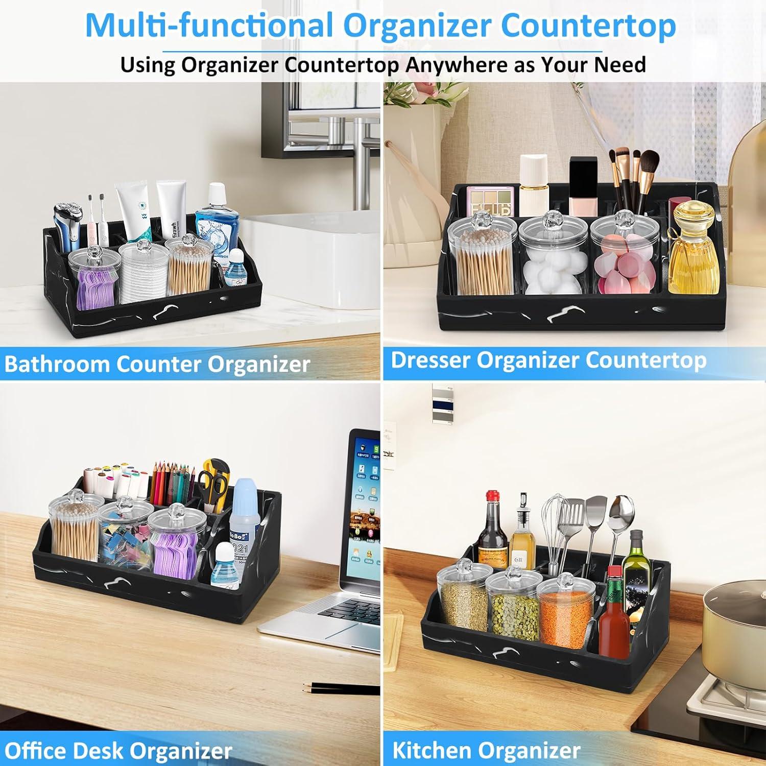 Organizador de Encimera de Baño MSBRCH Negro con 3 Dispensadores