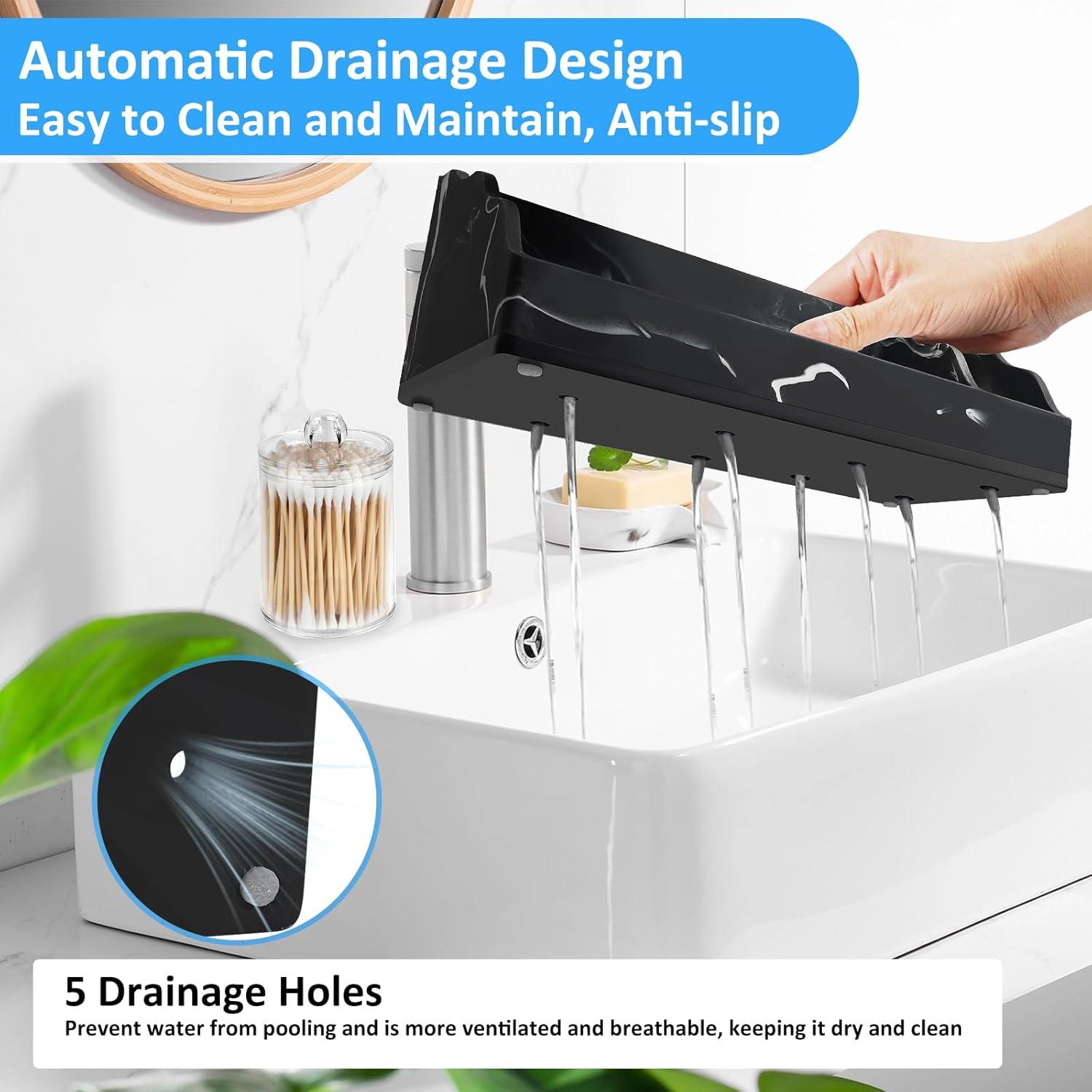 Organizador de Encimera de Baño MSBRCH Negro con 3 Dispensadores