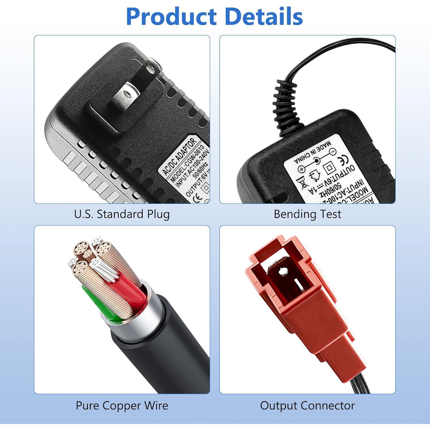 Cargador de Batería 6V BXIZXD para Juguetes Eléctricos