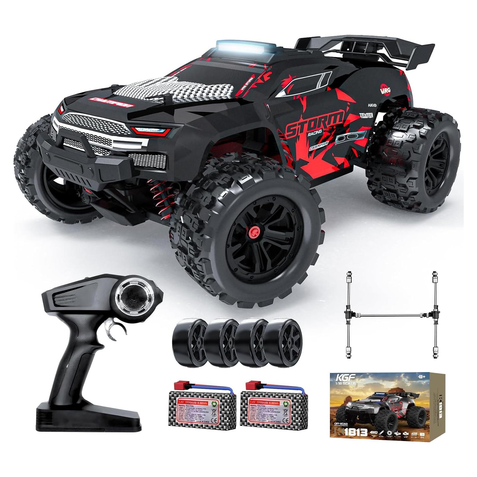 Coche RC Todo Terreno KGF 1:18 4WD 40 km/h Rojo con 2 Baterías