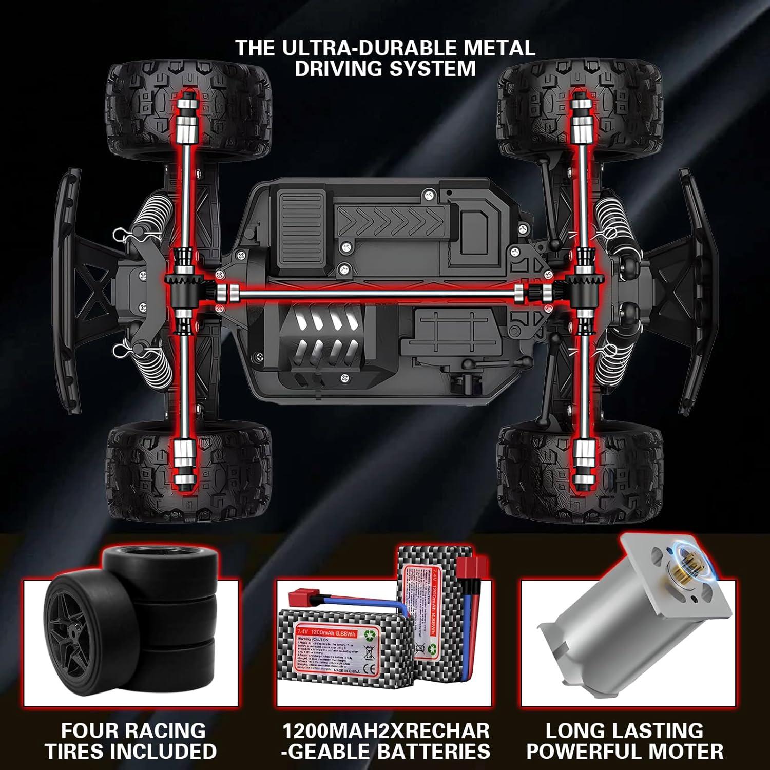 Coche RC Todo Terreno KGF 1:18 4WD 40 km/h Rojo con 2 Baterías