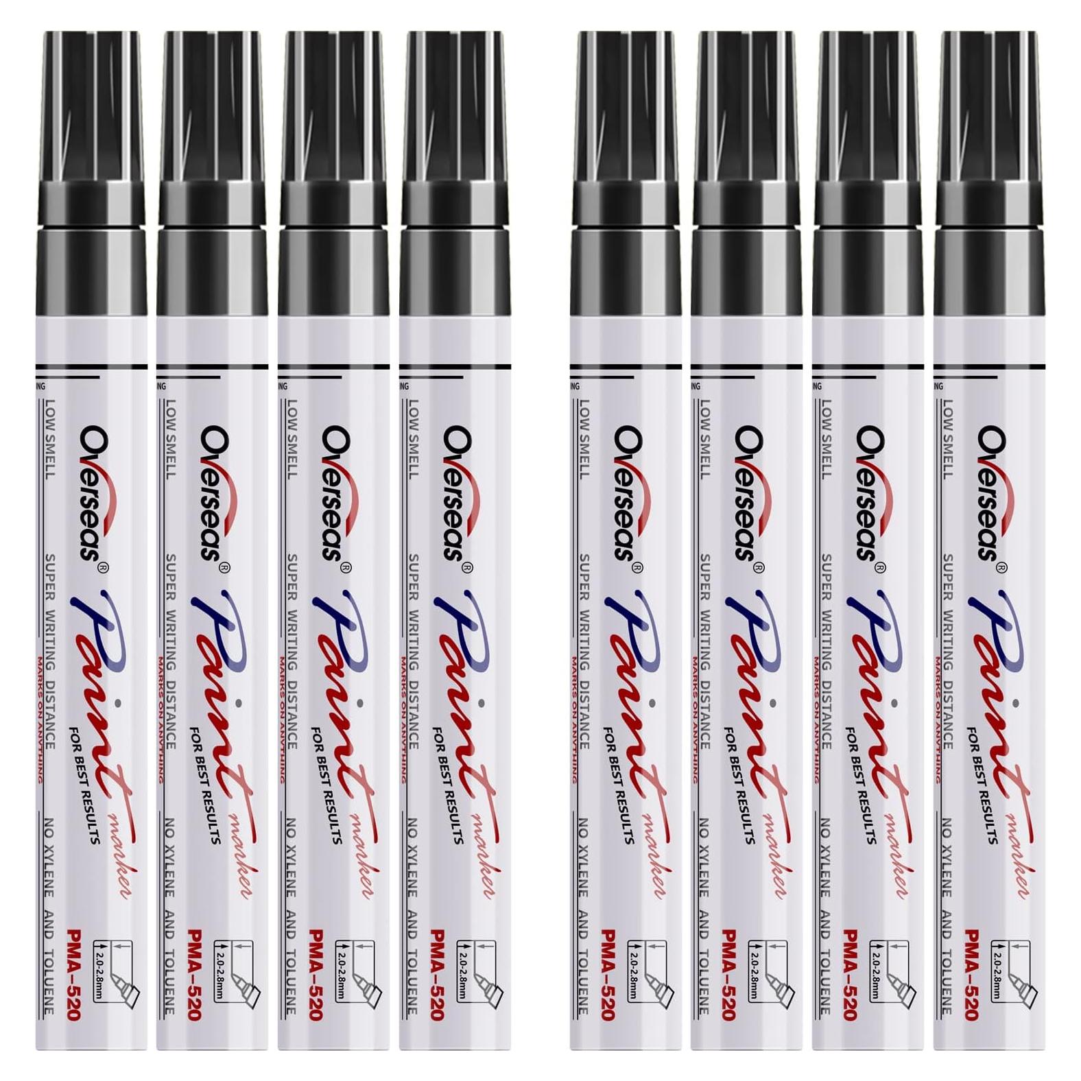 Marcadores Permanentes Negros Overseas - 8 Paquete 2mm Punta Media