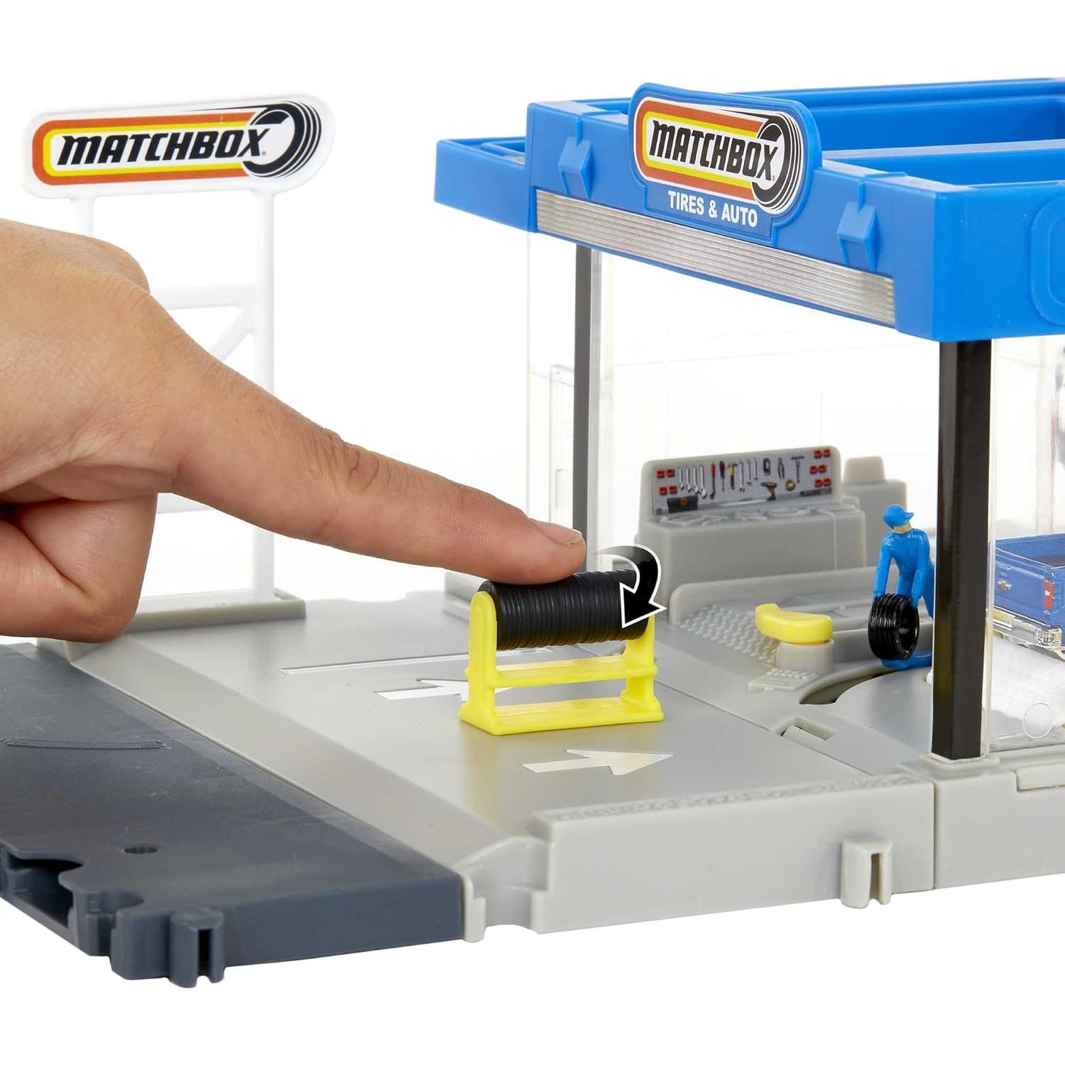 Juego de Taller de Autos Matchbox con Chevy Silverado y Figuras