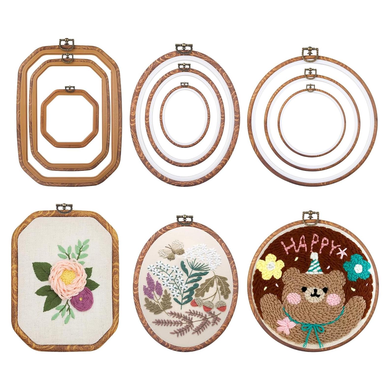Juego de 9 Aros de Bordado Decorativos Zuaooz - Madera Imitación