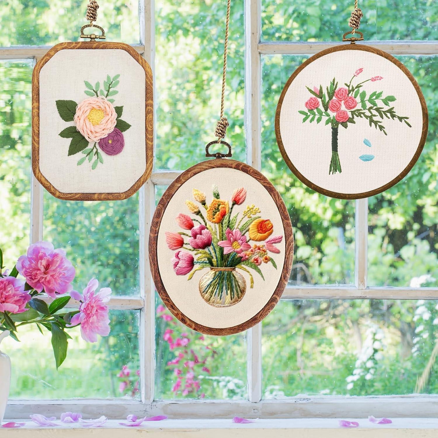 Juego de 9 Aros de Bordado Decorativos Zuaooz - Madera Imitación