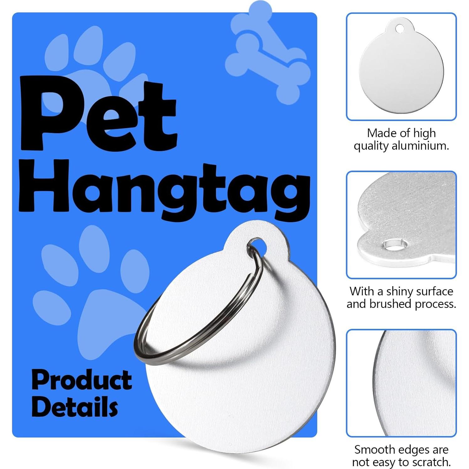 25 Etiquetas de Perro Personalizadas Sekonow 3.1cm Aluminio