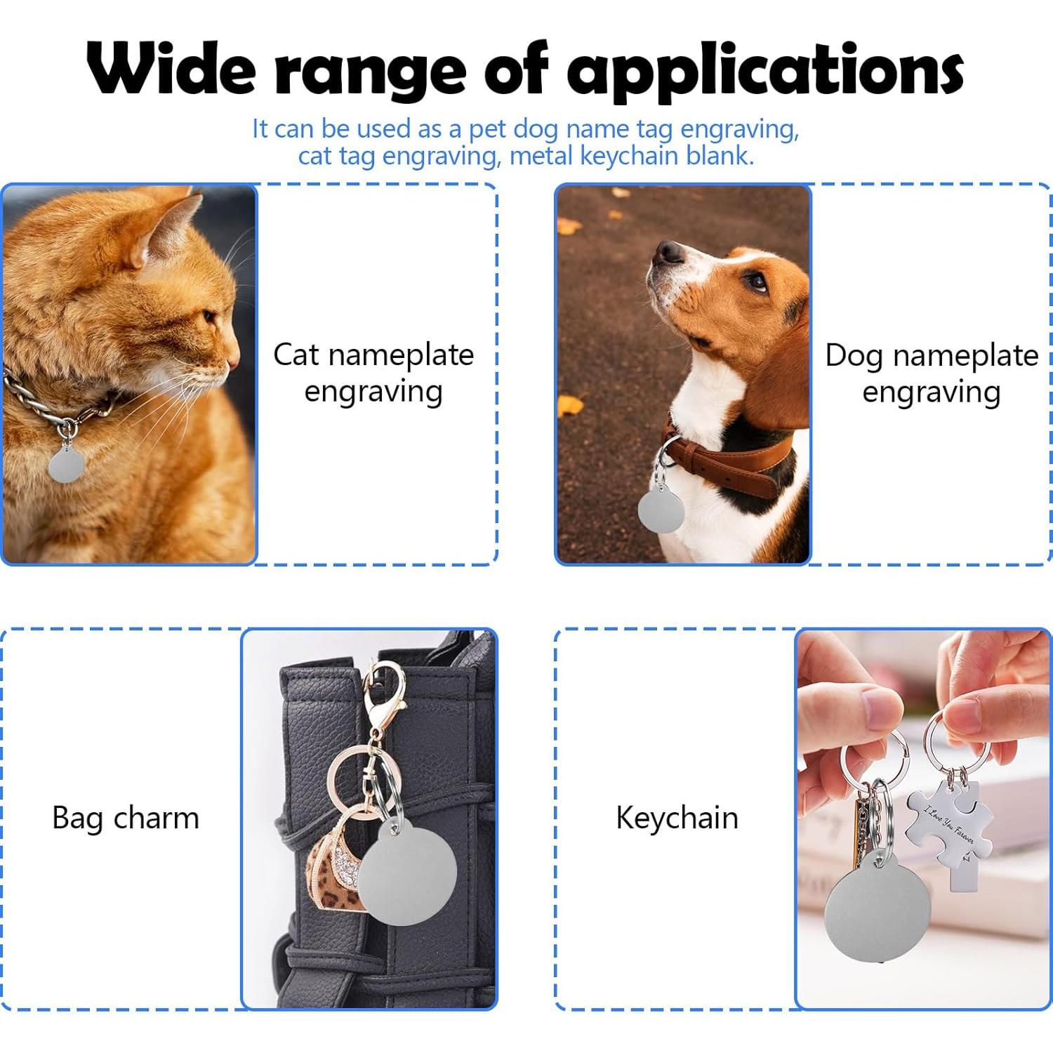 25 Etiquetas de Perro Personalizadas Sekonow 3.1cm Aluminio