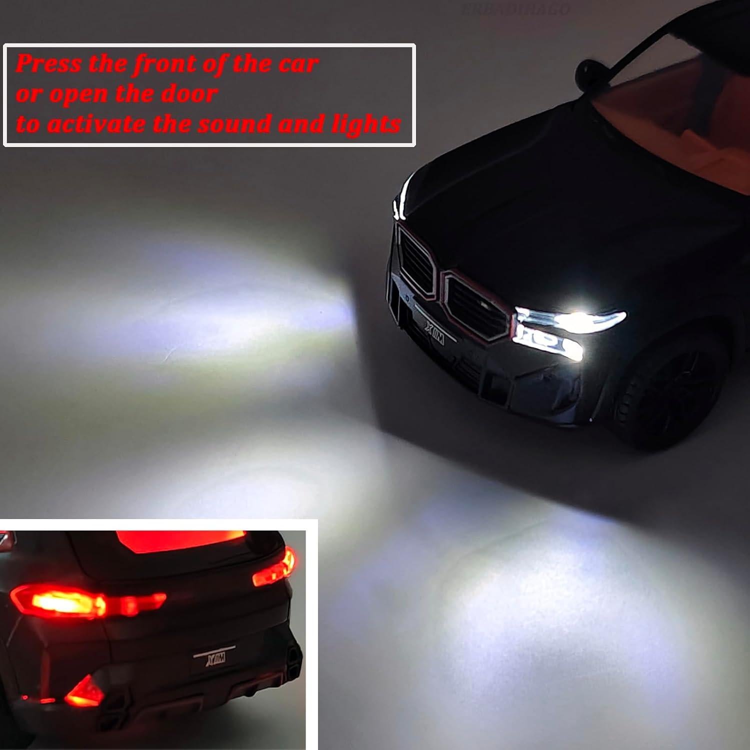 Toy Cars Compatible for XM 1/32 Metal Model Car Pull Back Car Toys with Light and Sound Toys Car Collectible Model for Children Age 3 + Year Old (Black)