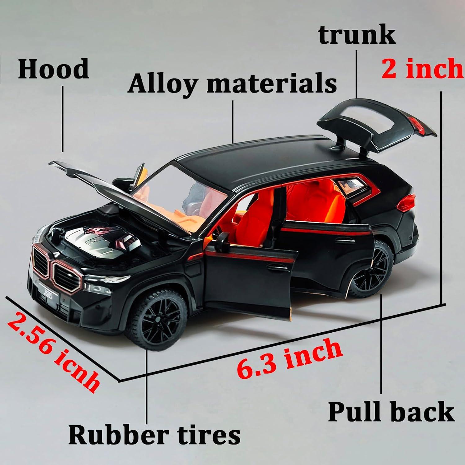 Toy Cars Compatible for XM 1/32 Metal Model Car Pull Back Car Toys with Light and Sound Toys Car Collectible Model for Children Age 3 + Year Old (Black)