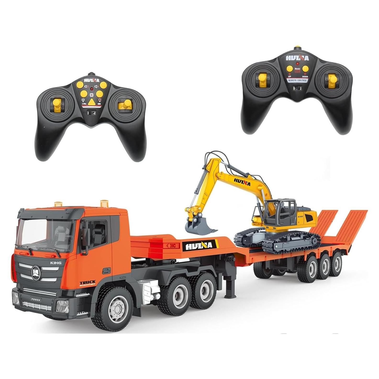 Camión Semi Remolque RC Fistone 1:24 con Excavadora y Sonido