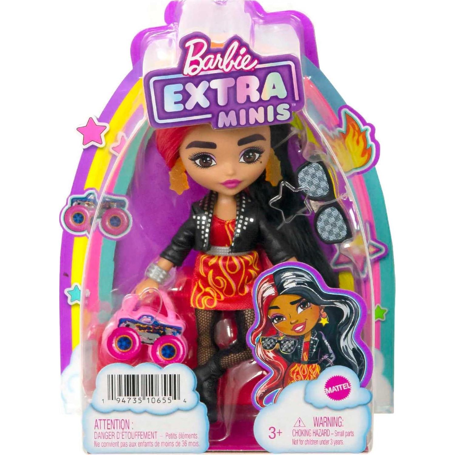 Muñeca Barbie Extra Minis 14 cm con cabello rojo y negro