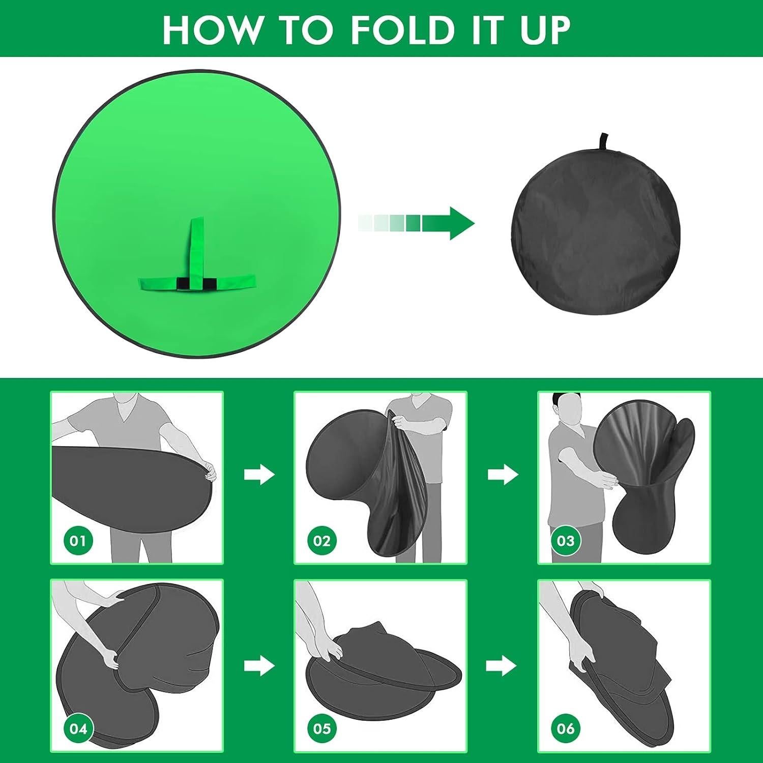 Fondo de Pantalla Verde Plegable Aiuca 145 cm Chroma Key