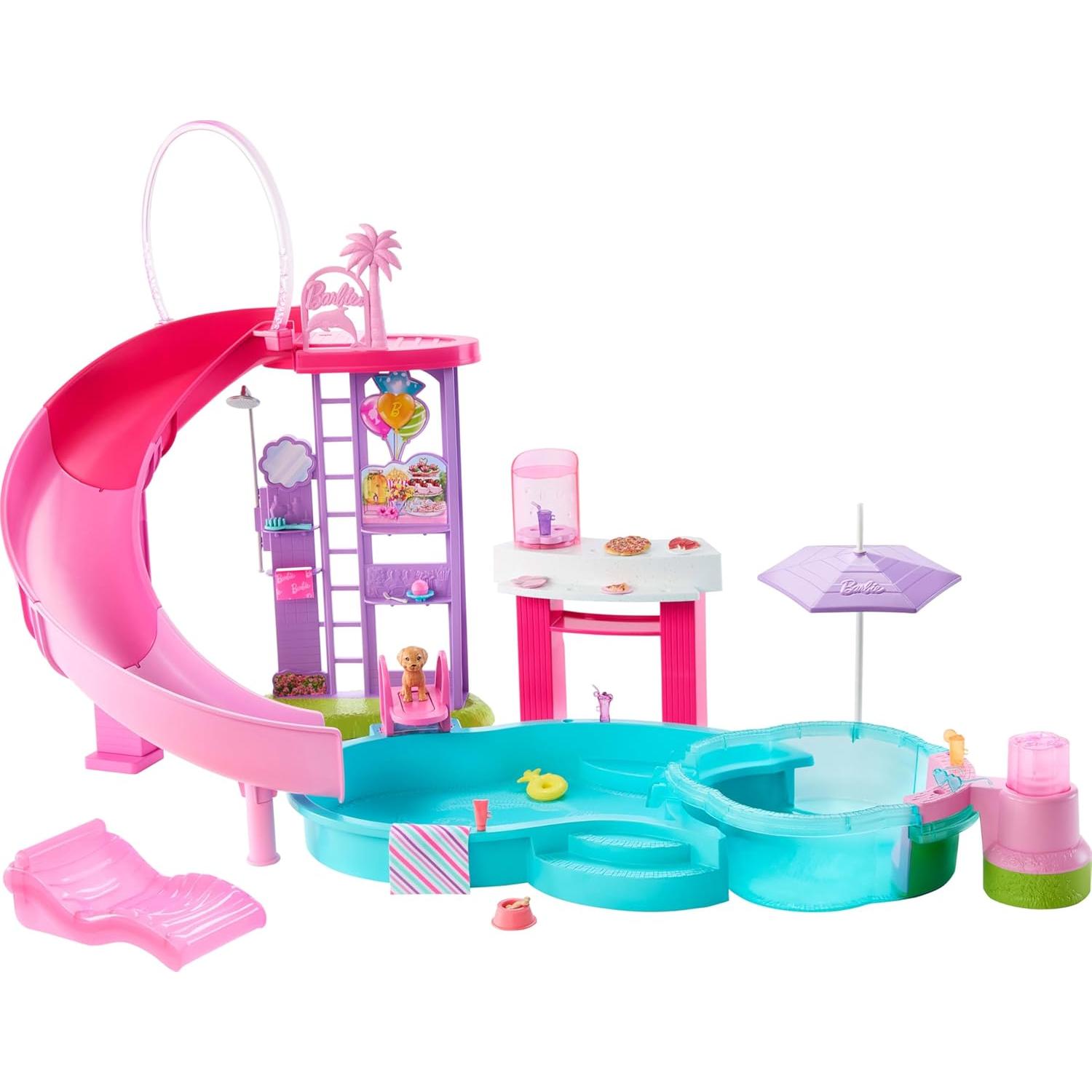 Juego de piscina Barbie Dream con tobogán y jacuzzi burbujeante
