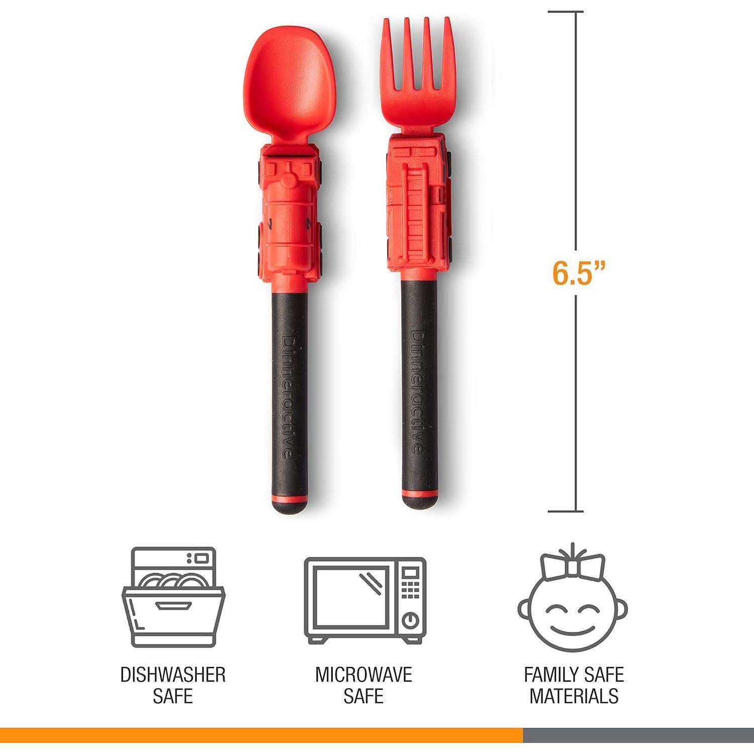 Juego de Utensilios para Niños Dinneractive - Bombero Rojo - 2 Piezas