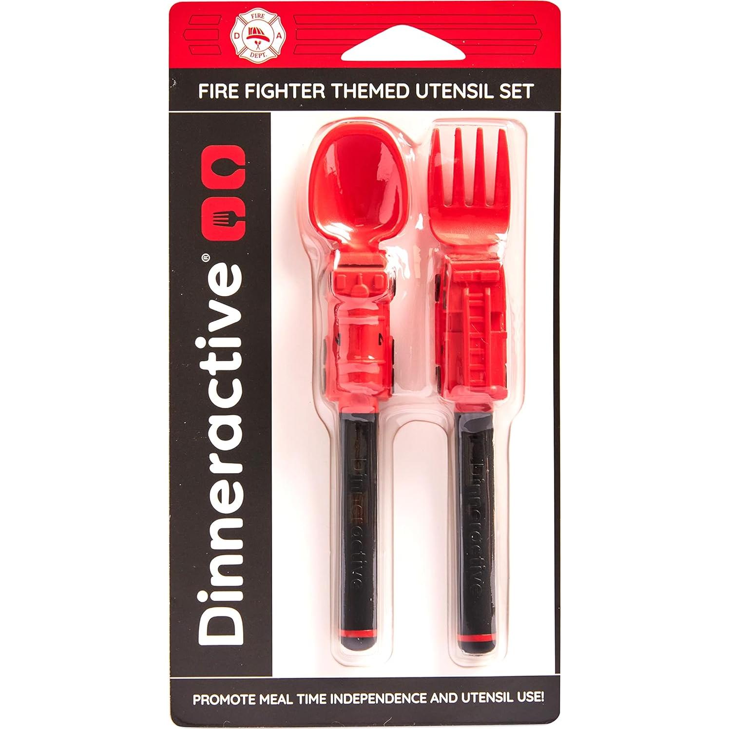 Juego de Utensilios para Niños Dinneractive - Bombero Rojo - 2 Piezas