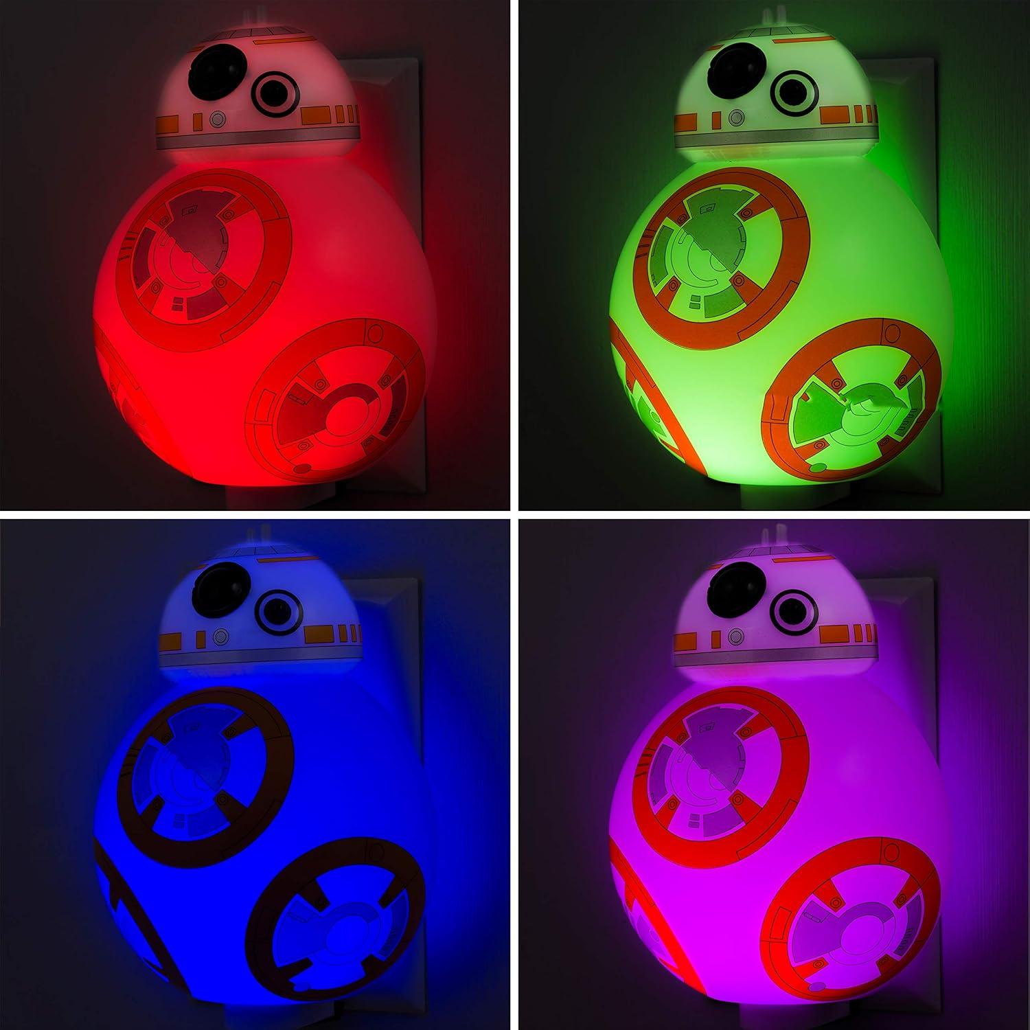 Luz Nocturna LED BB-8 Star Wars, Cambio de Color, 7.62 cm