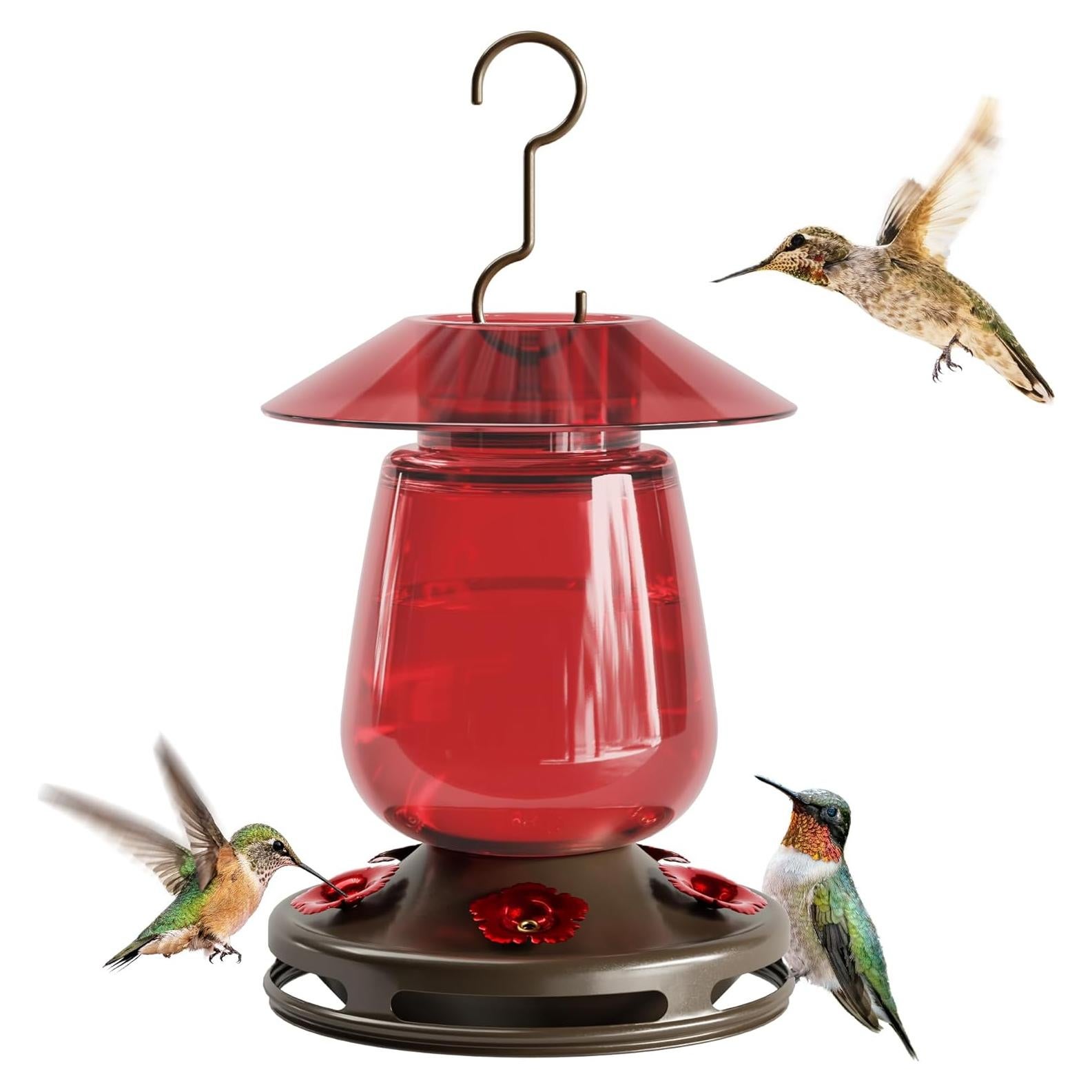 Comedero para Colibríes Auslar 0.47L Vidrio Rojo 5 Puertos