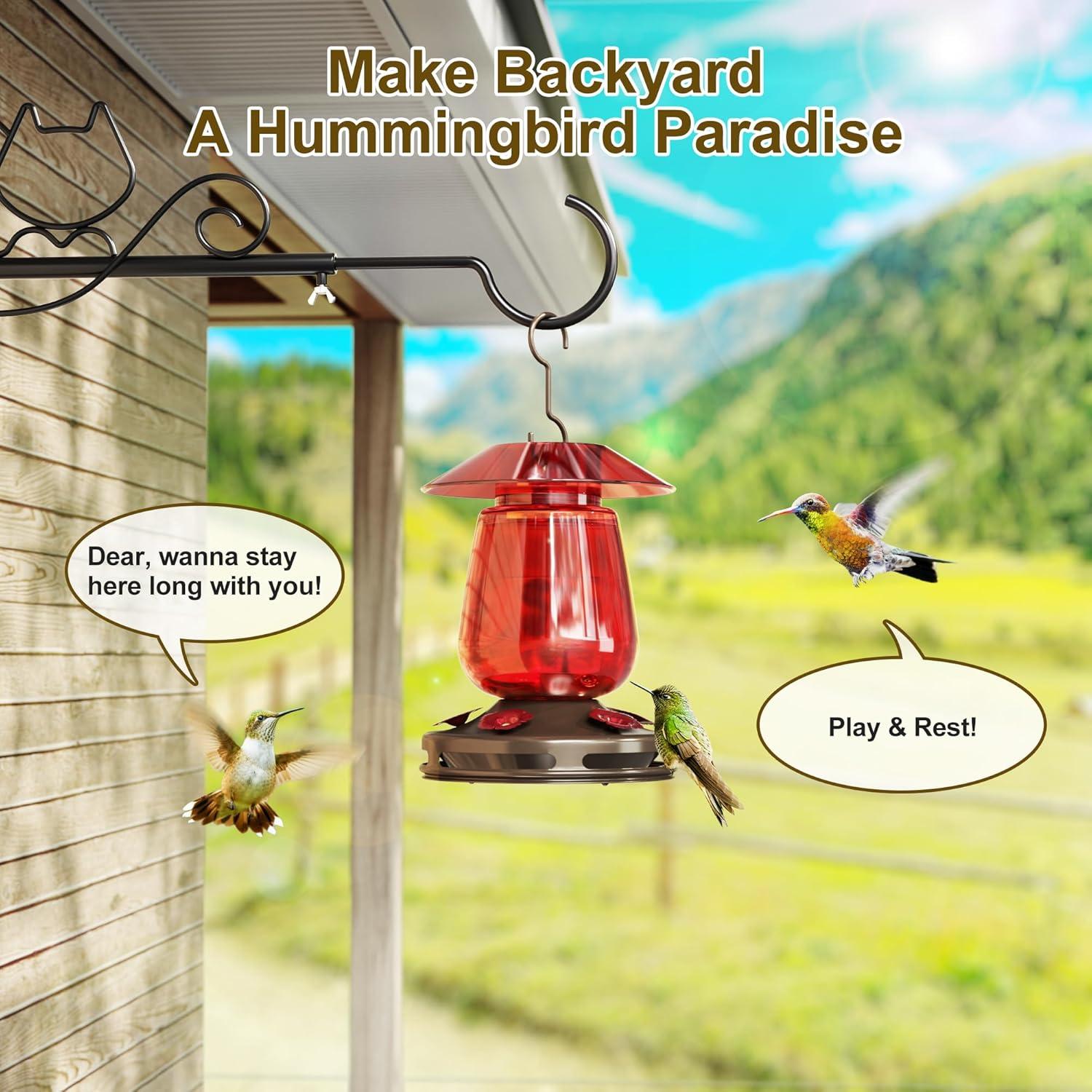 Comedero para Colibríes Auslar 0.47L Vidrio Rojo 5 Puertos