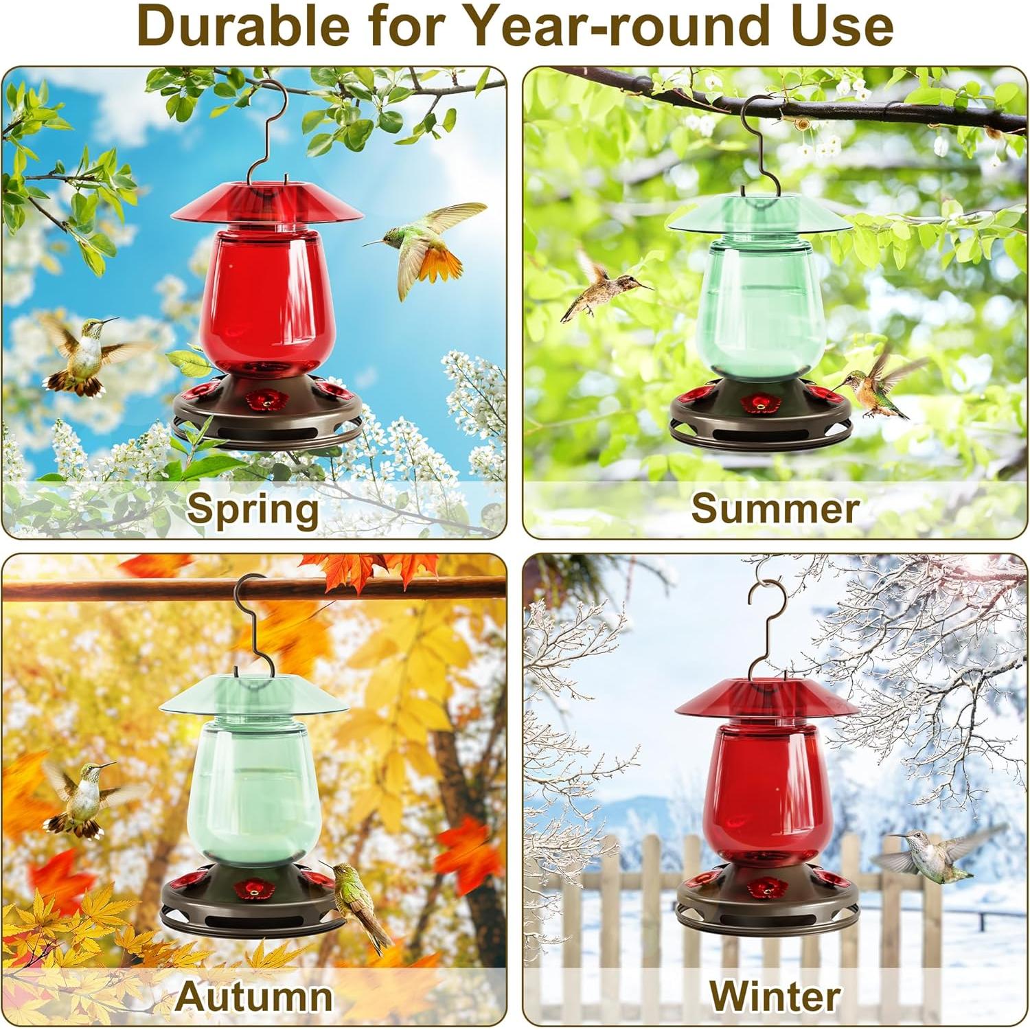 Comedero para Colibríes Auslar 0.47L Vidrio Rojo 5 Puertos