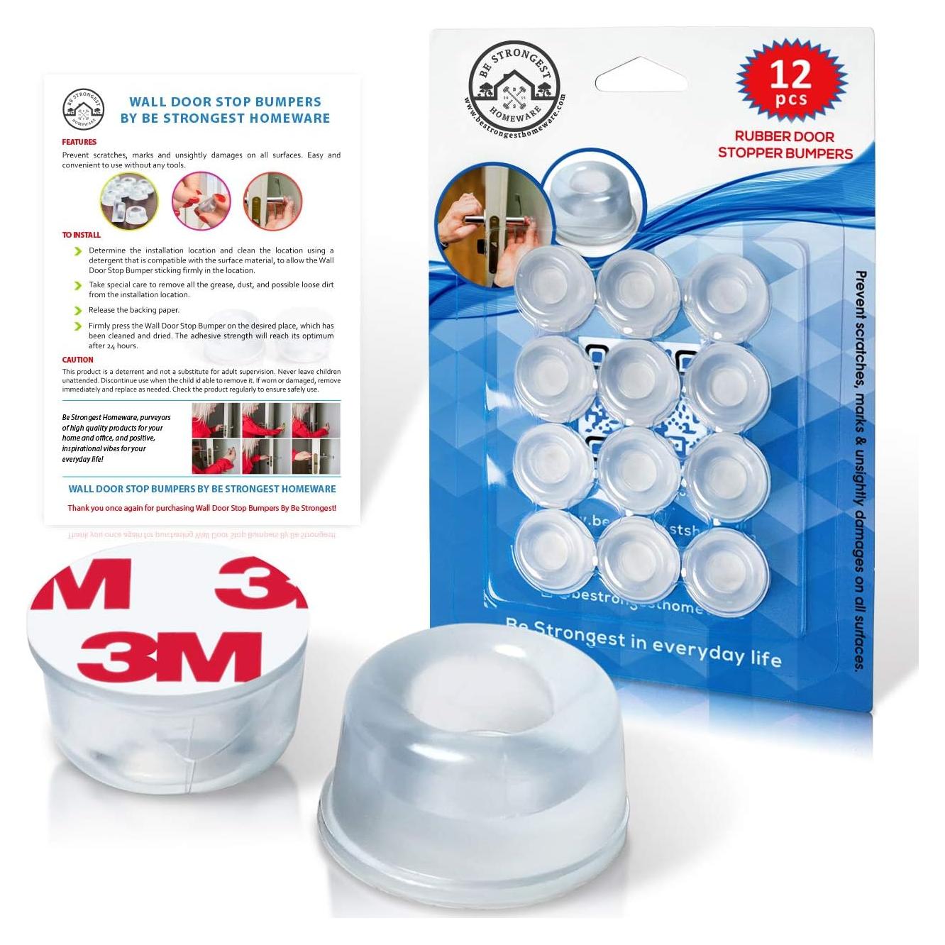 Topes de Puerta Transparentes Be Strongest - 12 Pcs 2.2cm