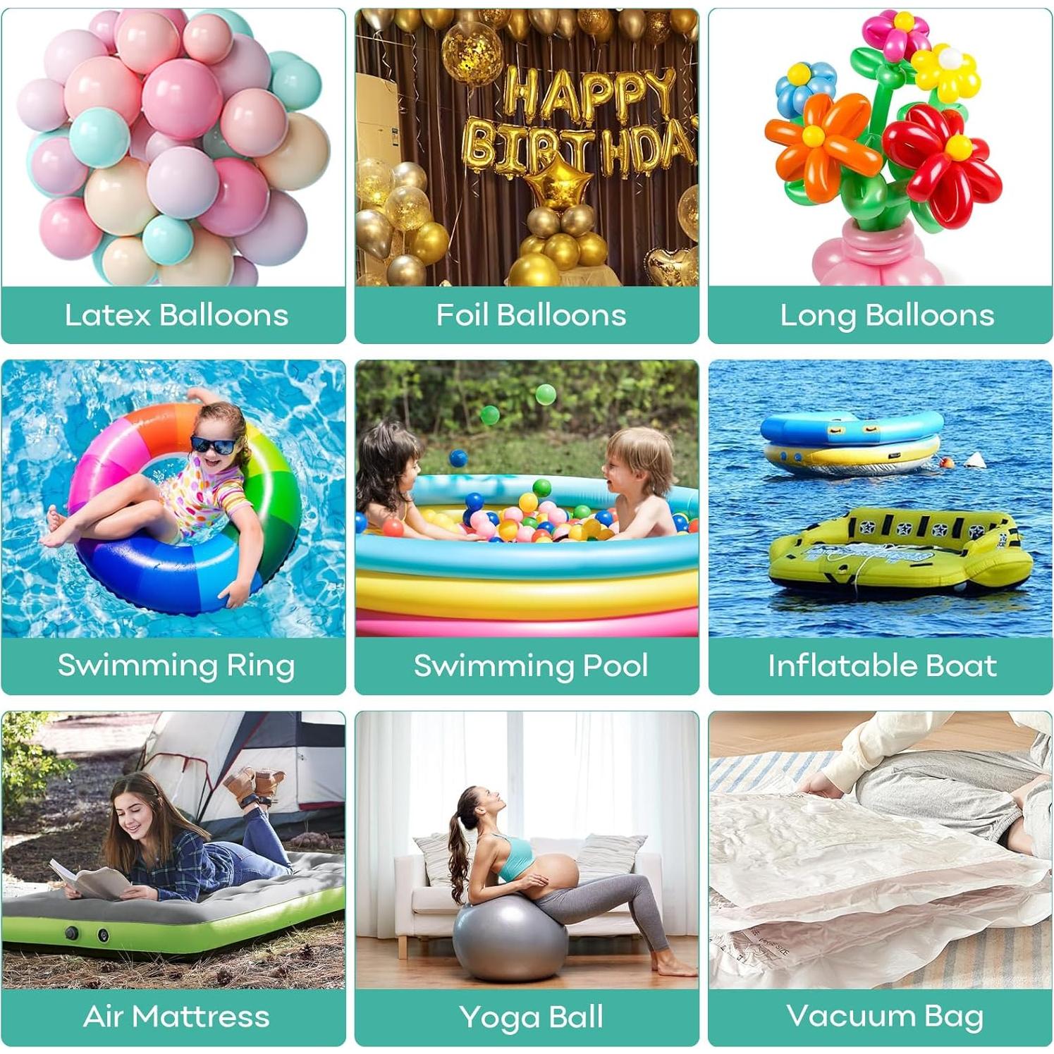 Bomba de aire eléctrica Biapian 3 en 1 para globos y flotadores