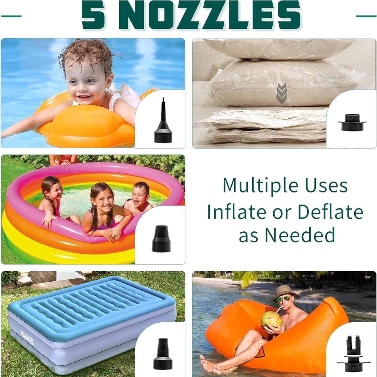 Bomba de aire eléctrica Biapian 3 en 1 para globos y flotadores