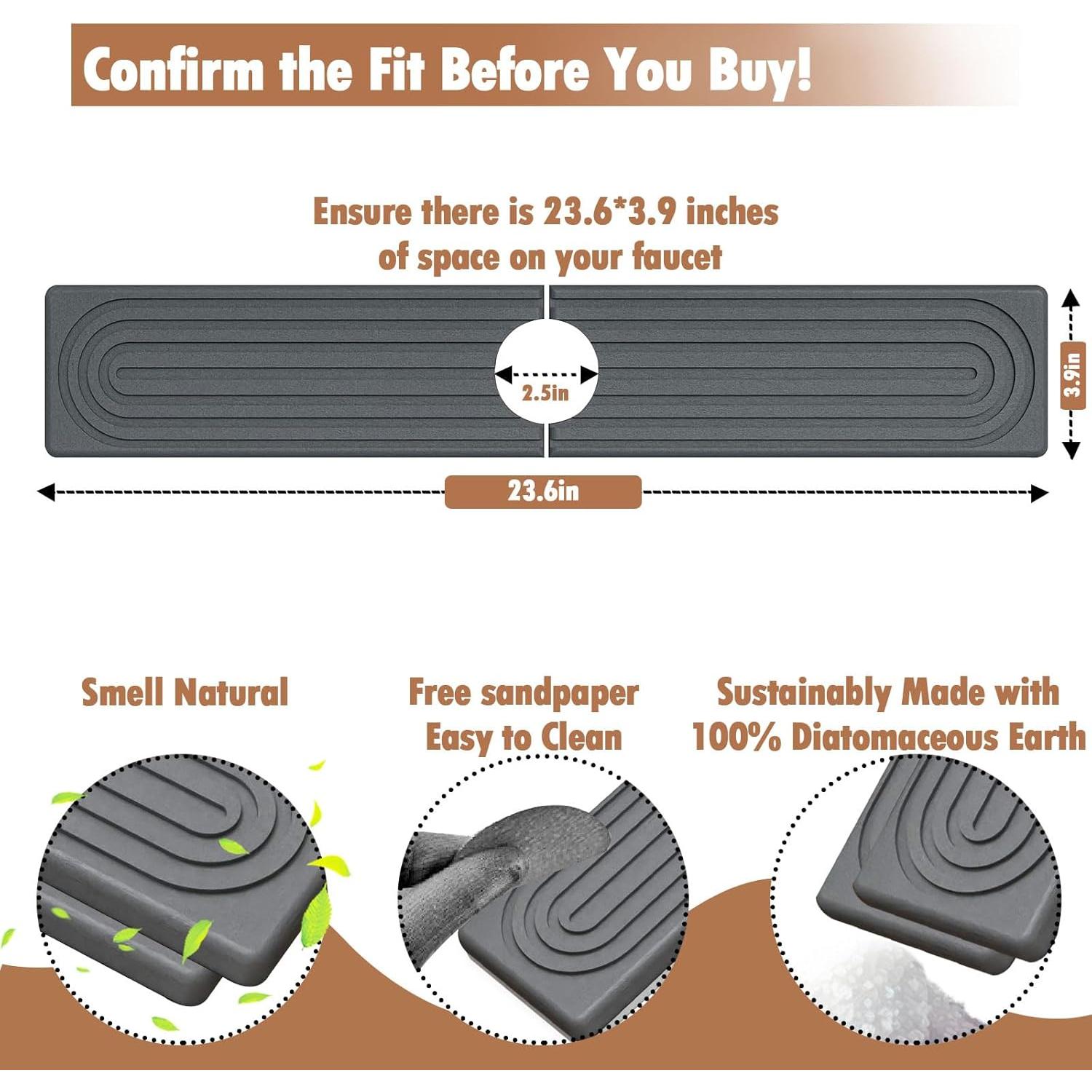 Alfombrilla Absorbente para Fregadero SIMPLIPLEX 60x10 cm Gris