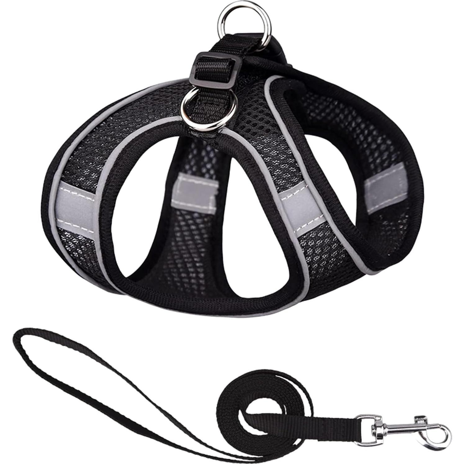 Arnés y Correa para Perros Pequeños PETPUBGNZS Ajustable Negro
