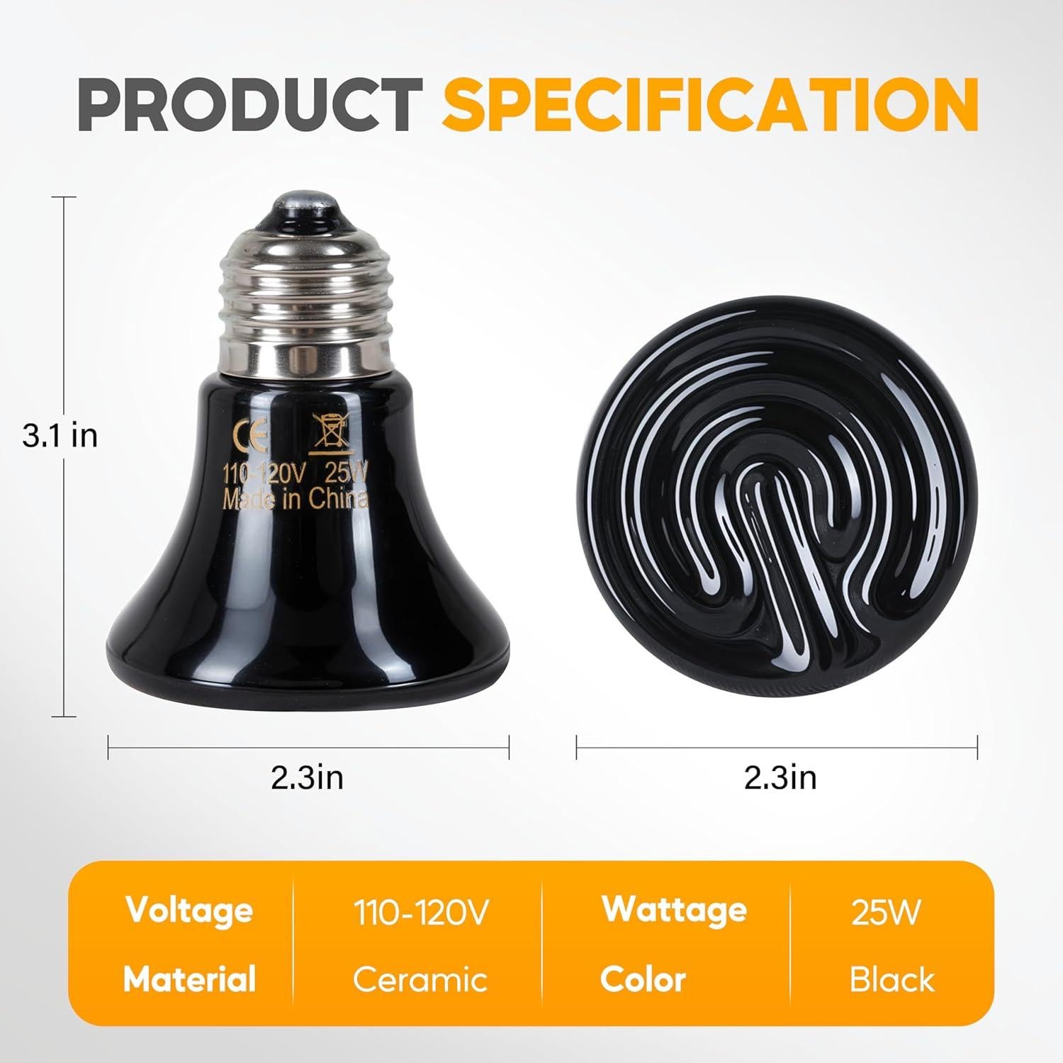 Lámpara de Calor Cerámica HealSmart 25W Infrarroja 2-Pack