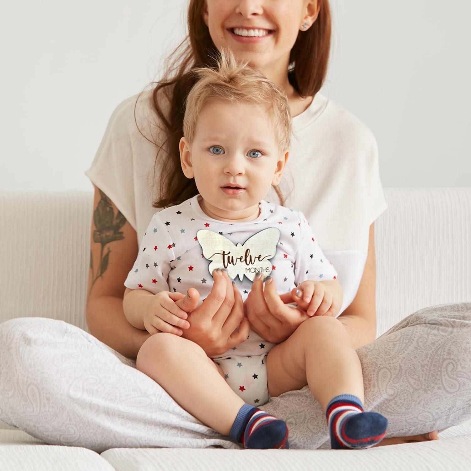 Tarjetas de Hitos Mensuales Bebé The Real Bossy Baby Madera