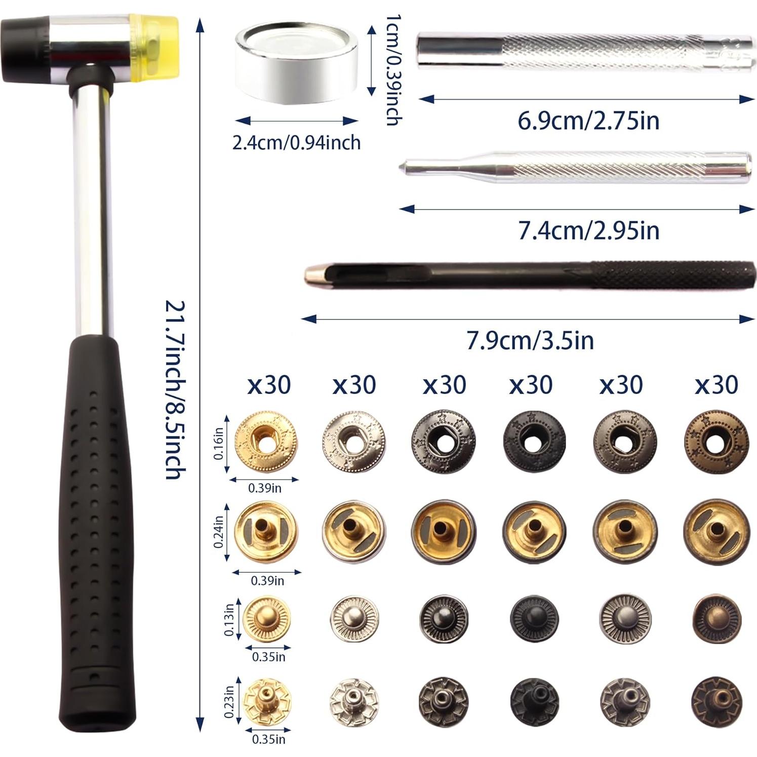 Kit de Broches de Presión LYDNA - 120 Botones de Metal 12mm