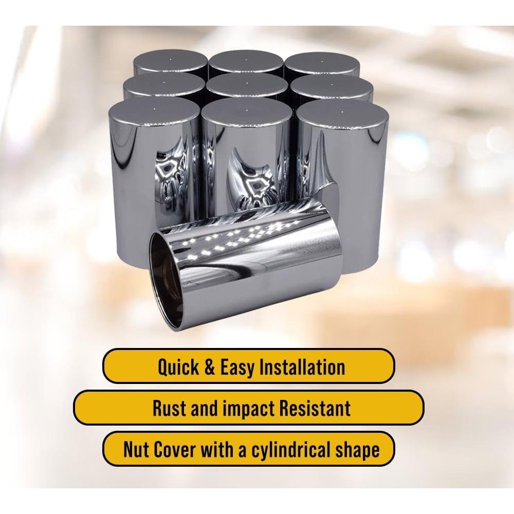 Cubiertas de Tuercas de Llantas Mytee 10 Pcs 33mm Cromadas