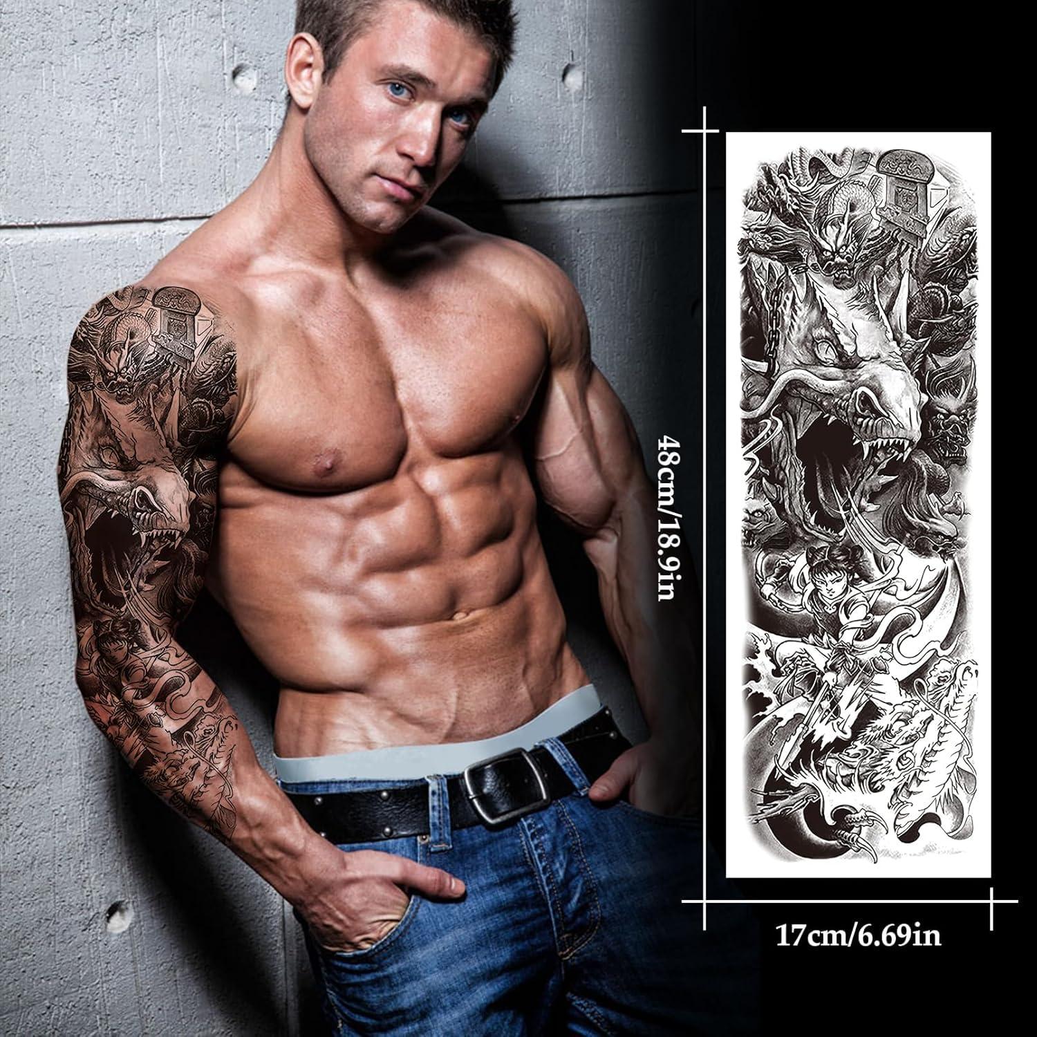 12 Hojas Tatuajes Temporales Grandes Impermeables VERKSTAD