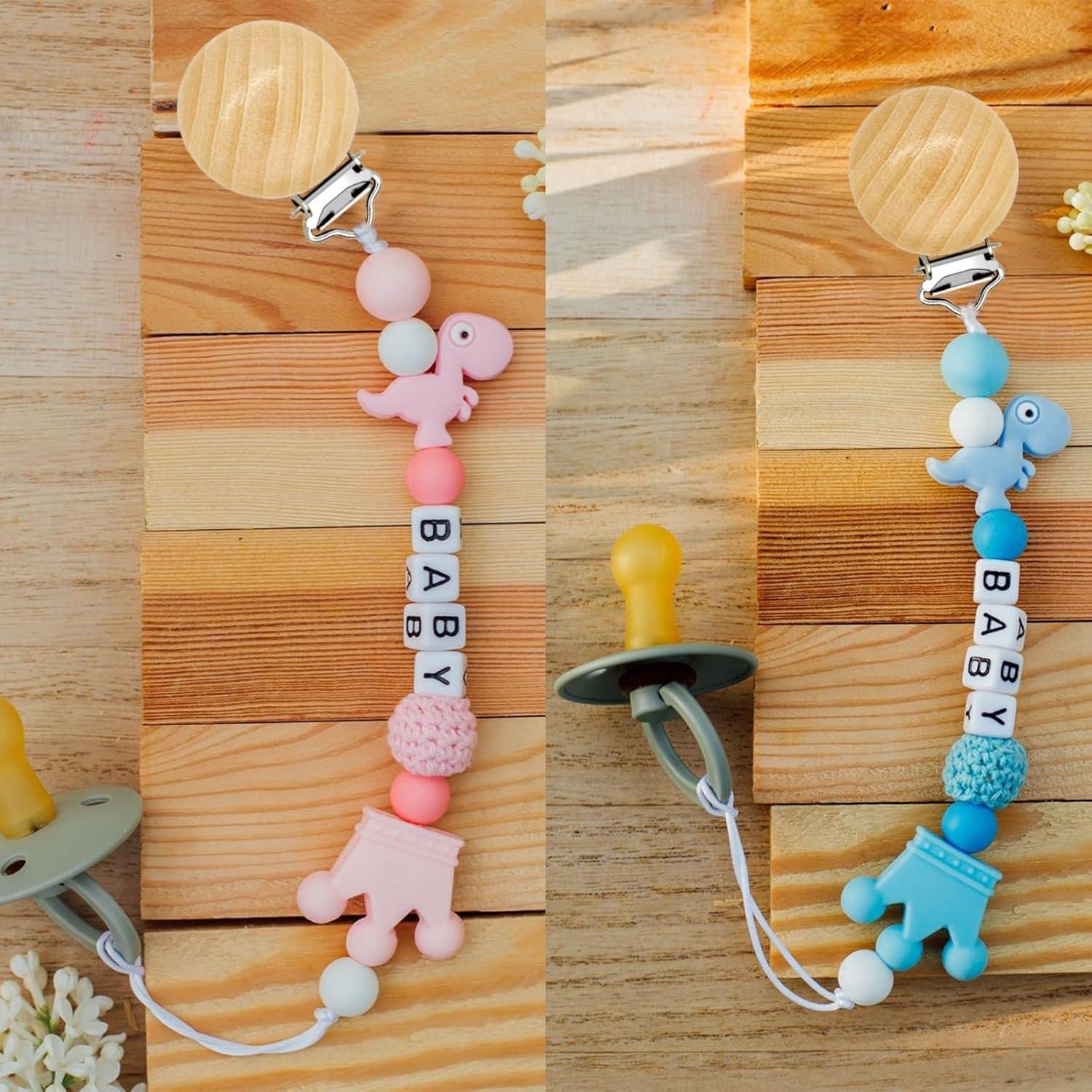 20 Clips de Chupete de Madera Natural para Bebés - DIY