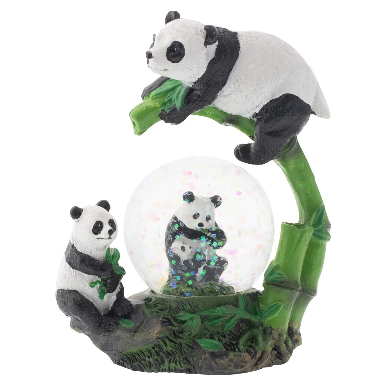 Elanze Designs Panda Bear Family China Magical Whimsical Tabletop Dresser Nightstand Figurine Miniature 45MM Sturdy Polyresin Glitter Water Snow Globe Decoration