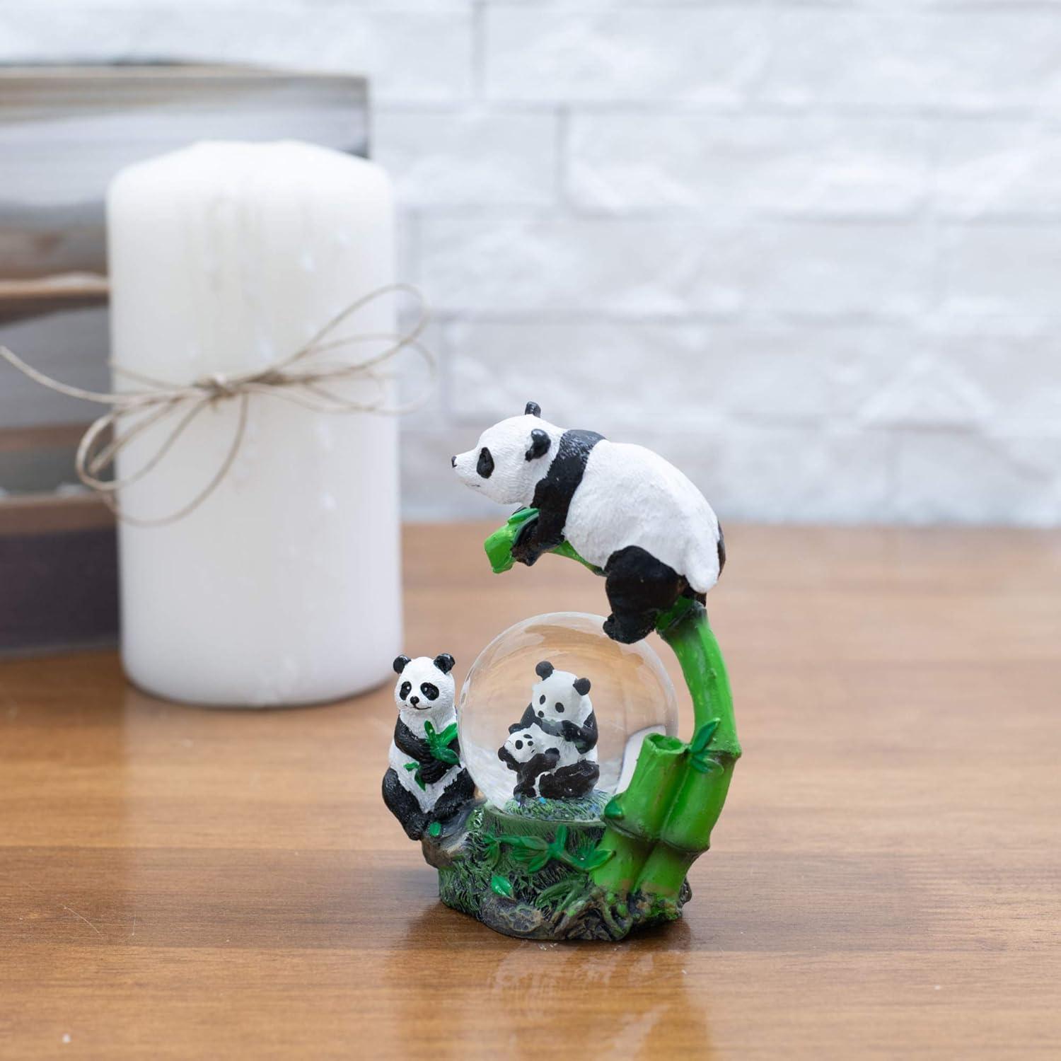 Elanze Designs Panda Bear Family China Magical Whimsical Tabletop Dresser Nightstand Figurine Miniature 45MM Sturdy Polyresin Glitter Water Snow Globe Decoration