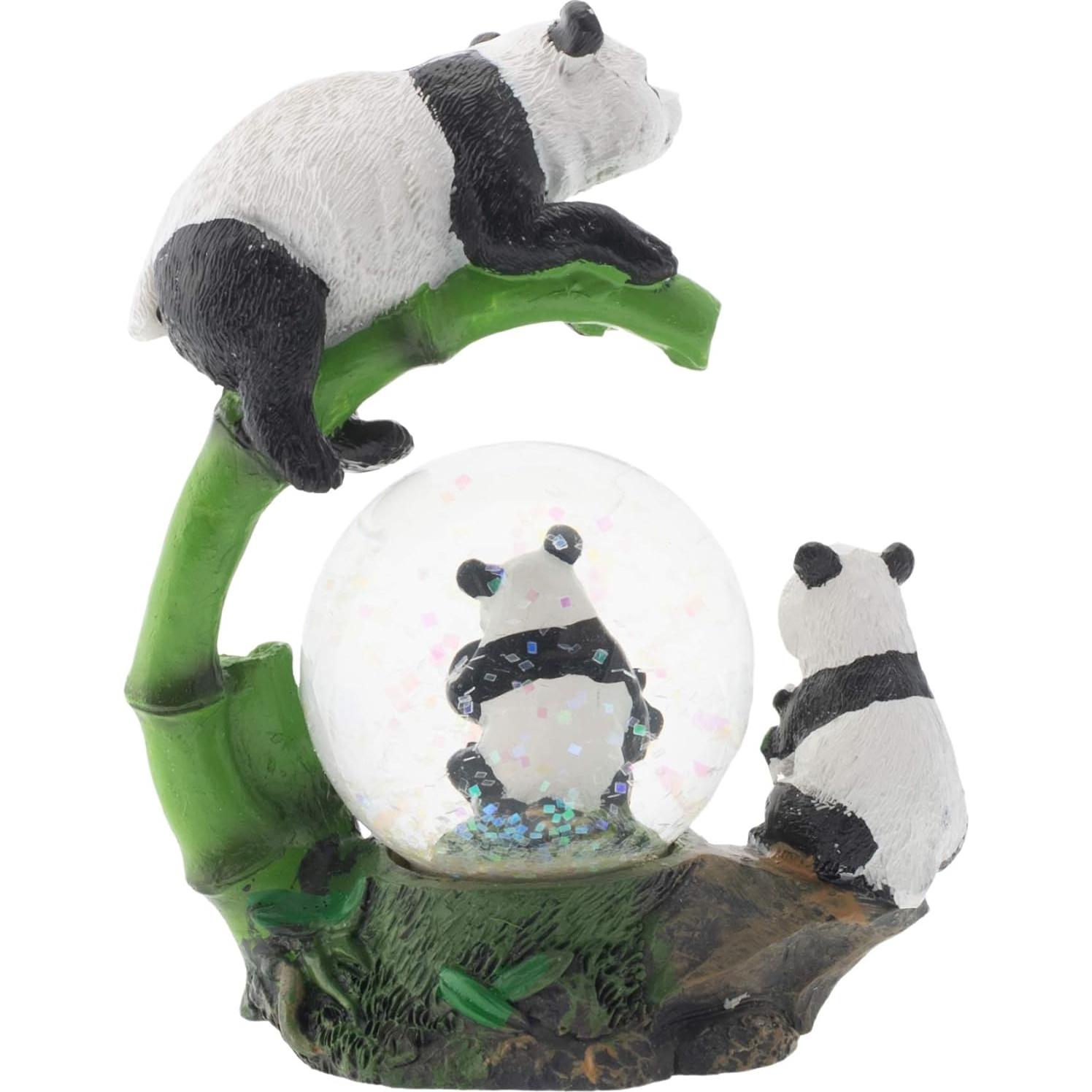 Elanze Designs Panda Bear Family China Magical Whimsical Tabletop Dresser Nightstand Figurine Miniature 45MM Sturdy Polyresin Glitter Water Snow Globe Decoration