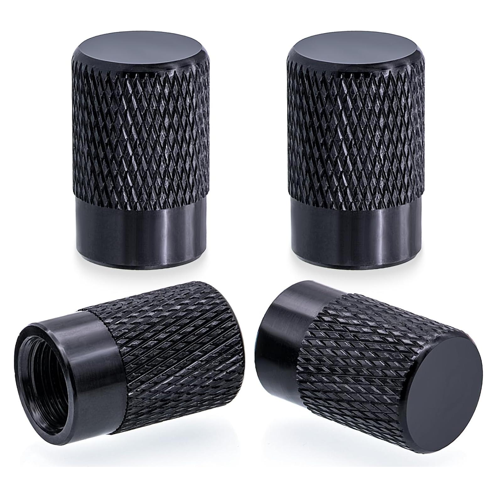 4 Tapones de Válvula de Neumático MEAJOO - Aluminio Negro