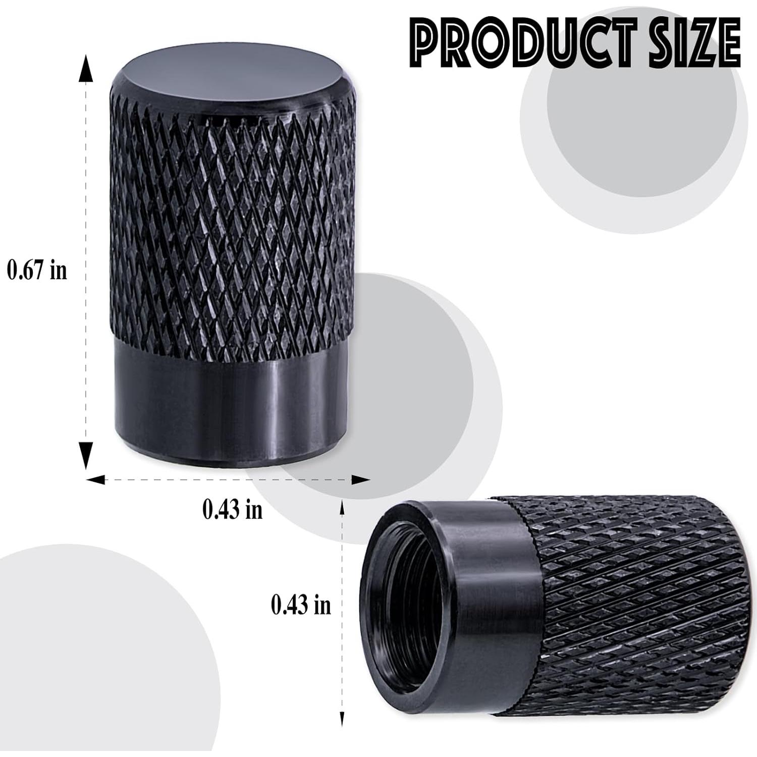 4 Tapones de Válvula de Neumático MEAJOO - Aluminio Negro