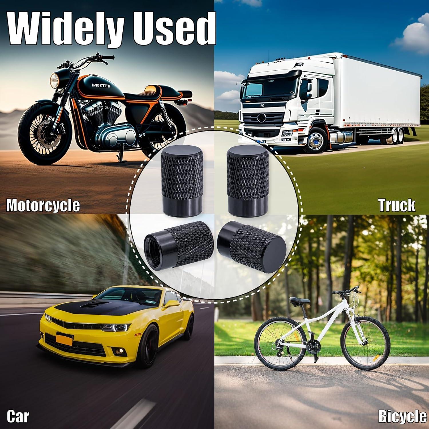 4 Tapones de Válvula de Neumático MEAJOO - Aluminio Negro