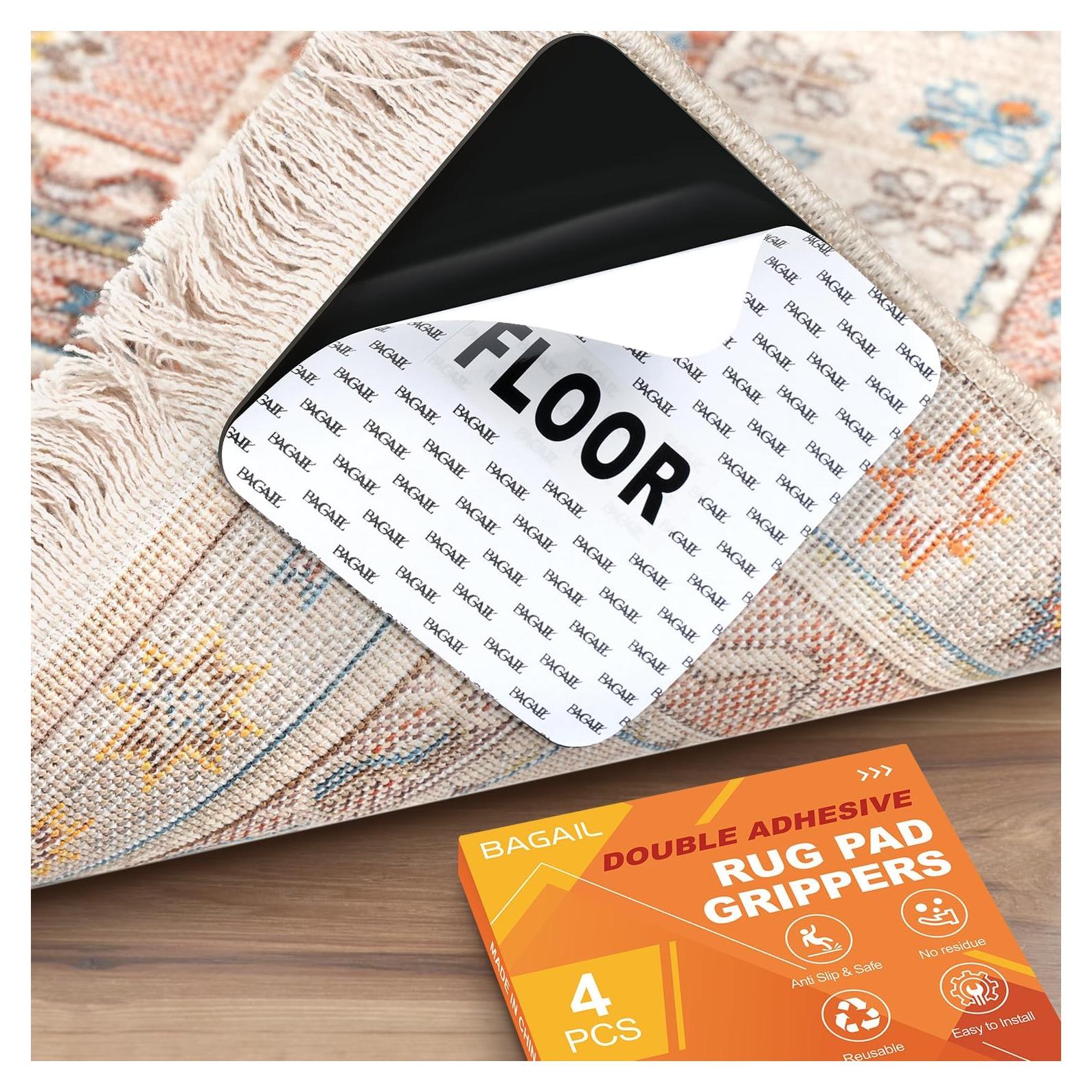 BAGAIL 4 Pcs Sujetadores Antideslizantes para Alfombra 10.16 cm